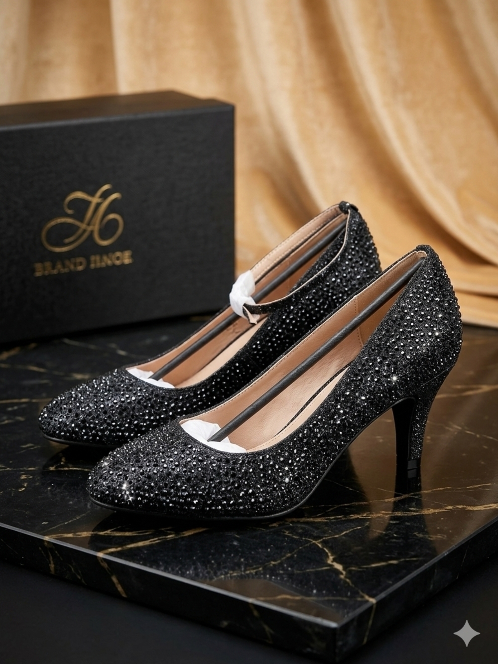 Black Embellished Women’s High Heels
